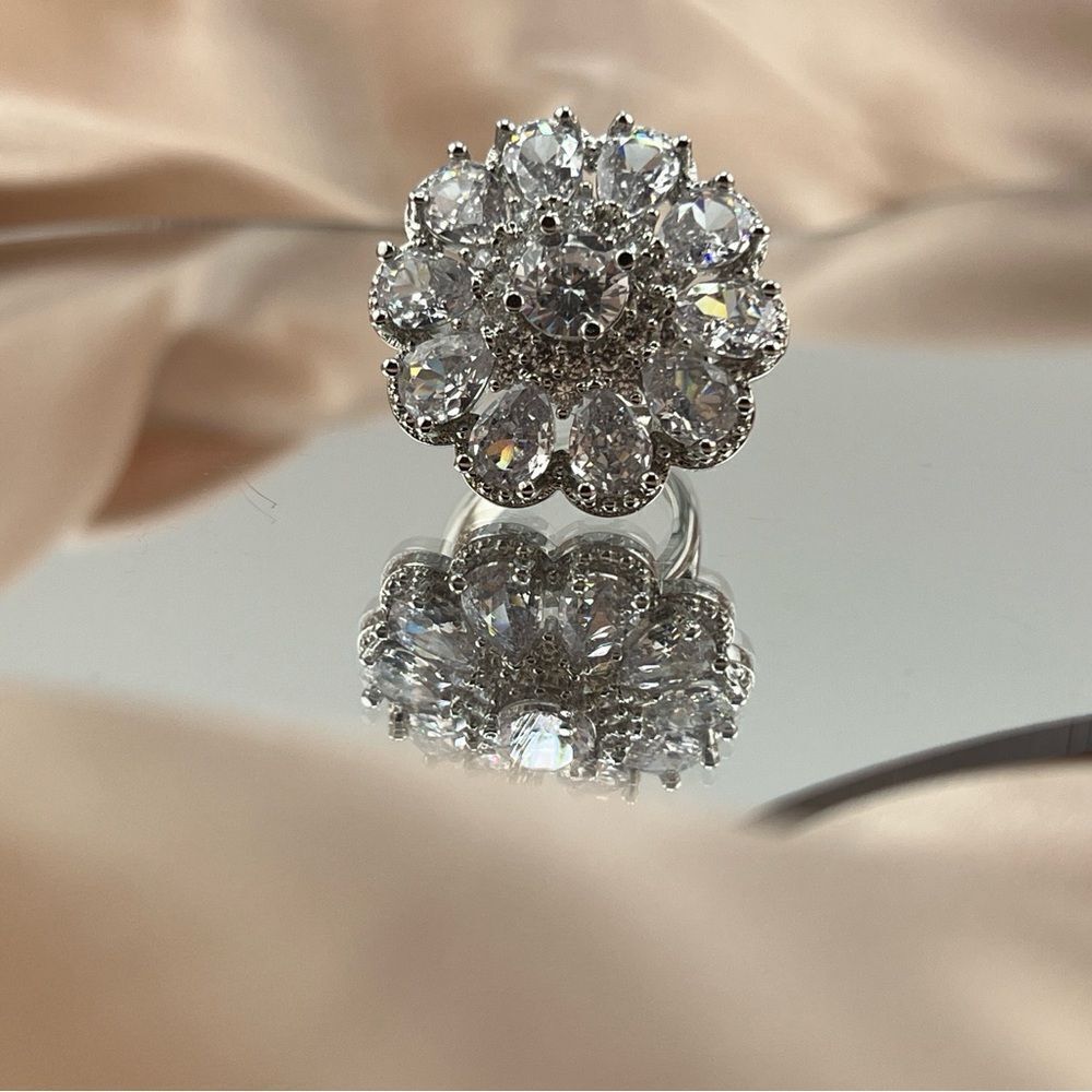 Sterling Silver Floral Cocktail Ring